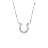 14K White Gold Horseshoe Design Diamond Pendant