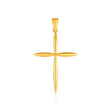 14K Yellow Gold Rounded and Pointed Cross Pendant