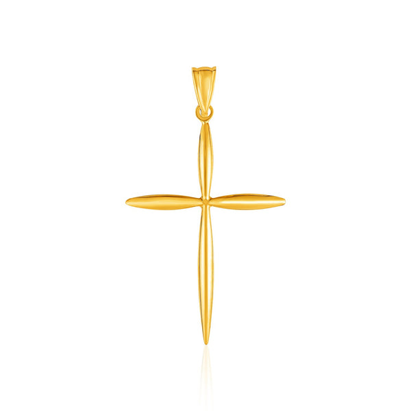 14K Yellow Gold Rounded and Pointed Cross Pendant