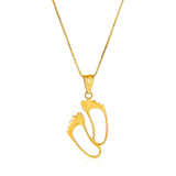 14K Yellow Gold with Footprints Pendant