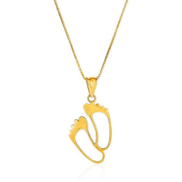 14K Yellow Gold with Footprints Pendant