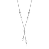 14K White Gold and Diamond 17 inch Puff Marquise Drop Necklace (1/10 ct. tw.)