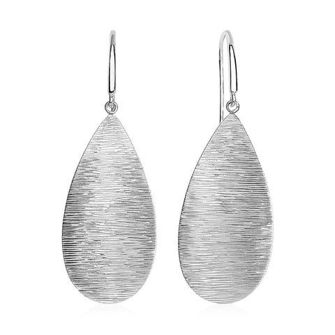 Textured Teardrop Motif Drop Earrings in Sterling Silver
