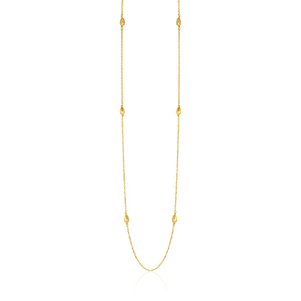 14K Two-Tone Yellow and White Gold Necklace with Teardrop Motifs