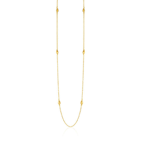 14K Two-Tone Yellow and White Gold Necklace with Teardrop Motifs