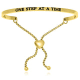 Yellow Stainless Steel One Step At A Time Adjustable Bracelet