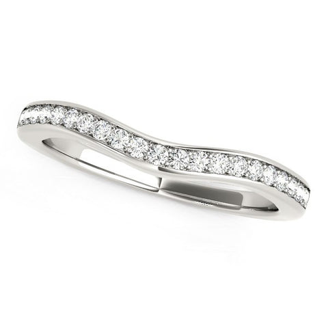 14K White Gold Curved Diamond Wedding Band (1/6 ct. tw.)