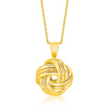 14K Yellow Gold Polished Love Knot Pendant with Ridges