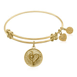 Expandable Bangle in Yellow Tone Brass with Music Feel The Beat Symbol