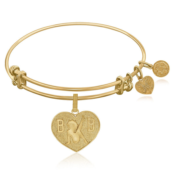 Expandable Bangle in Yellow Tone Brass with Betty Boop Love Symbol