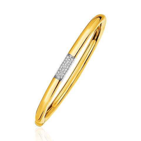 14K Gold and Diamond Domed Bangle Bracelet with Clasp (1/5 ct. tw.)
