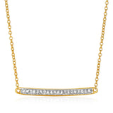 14K Yellow Gold 18 inch Necklace with Gold and Diamond Bar (1/10 ct. tw.)