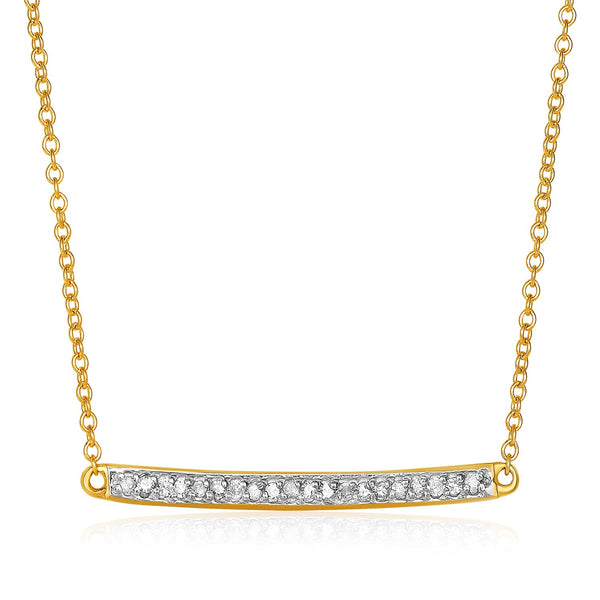 14K Yellow Gold 18 inch Necklace with Gold and Diamond Bar (1/10 ct. tw.)