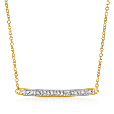 14K Yellow Gold 18 inch Necklace with Gold and Diamond Bar (1/10 ct. tw.)
