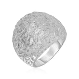 Textured Dome Ring with White Finish in Sterling Silver