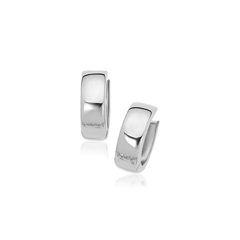 10K White Gold Snuggable Hoop Earrings