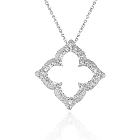 14K White Gold Diamond Cut-out Flower Pendant (1/3 ct. tw.)
