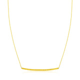 14K Yellow Gold Thin Textured Bar Necklace