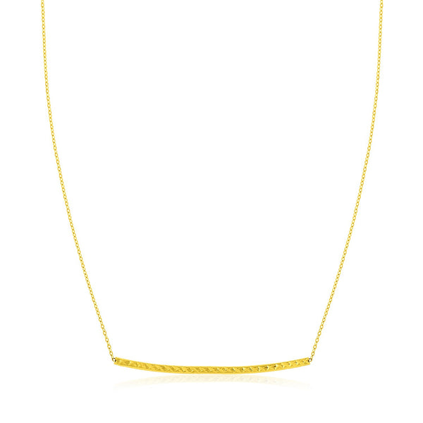 14K Yellow Gold Thin Textured Bar Necklace