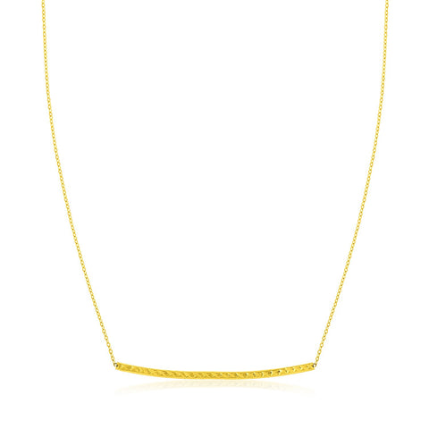 14K Yellow Gold Thin Textured Bar Necklace