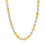 14K Two-Tone Yellow and White Gold Rounded Chain Link Necklace