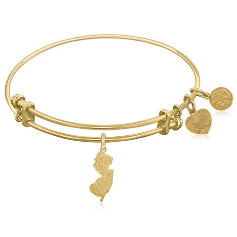 Expandable Yellow Tone Brass Bangle with New Jersey Symbol