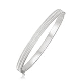 14K White Gold Double Glitter Center Bangle