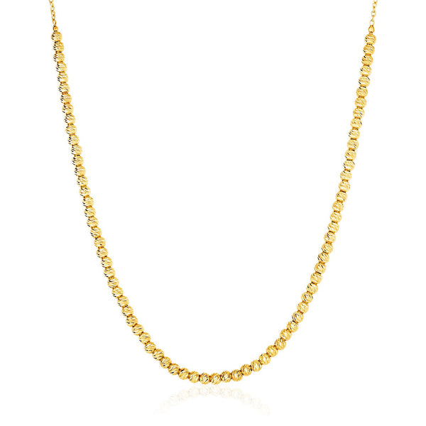 14K Yellow Gold Textured Bead and Chain Necklace