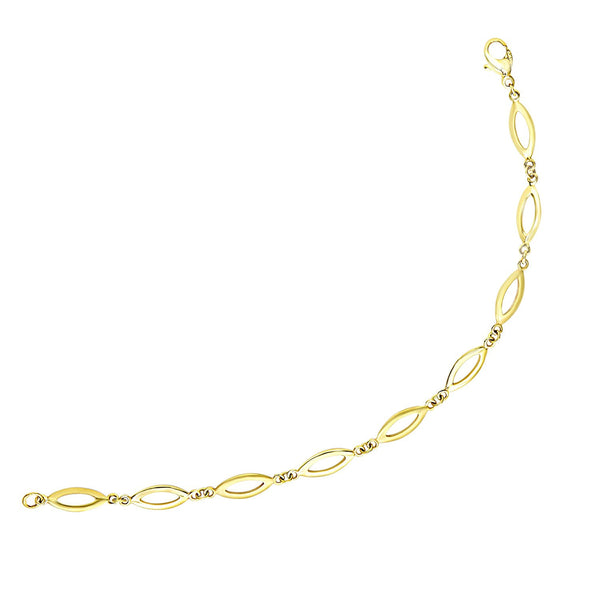 14K Yellow Gold Marquis and Tiny Ring Link Bracelet
