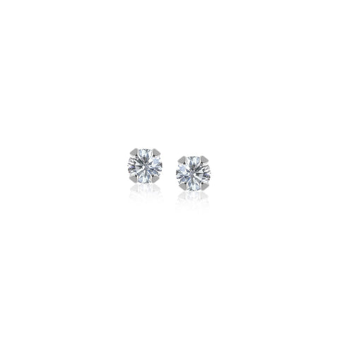 14K White Gold White Cubic Zirconia 2mm Stud Earrings