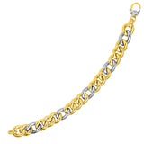 14K Two-Tone Yellow and White Gold Figaro Style Link Bracelet