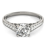 14K White Gold Cathedral Design Single Row Round Diamond Engagement Ring (1 1/4 ct. tw.)