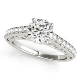 14K White Gold Unique Detailing Single Row Round Diamond Engagement Ring (1 1/3 ct. tw.)