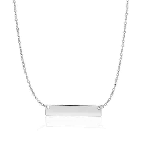 14K White Gold Smooth Flat Horizontal Bar Style Necklace