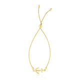 14K Yellow Gold Anchor Design Adjustable Lariat Bracelet