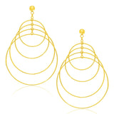14K Yellow Gold Graduated Textured Circle Earrings