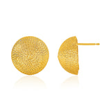 14K Yellow Gold Textured Round Dome Post Earrings