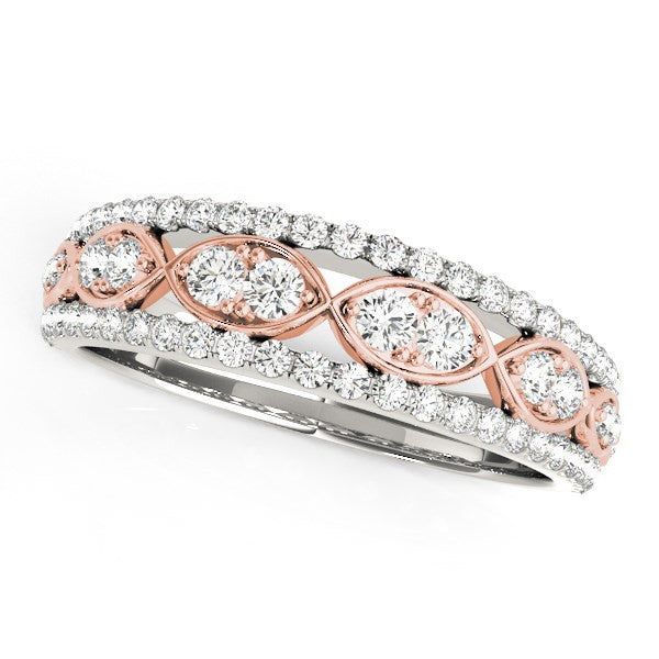14K White And Rose Gold Doulbe Diamond Infinity Design Band (3/8 ct. tw.)