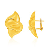 14K Yellow Gold Puffed Wavy Marquise Motif Post Earrings