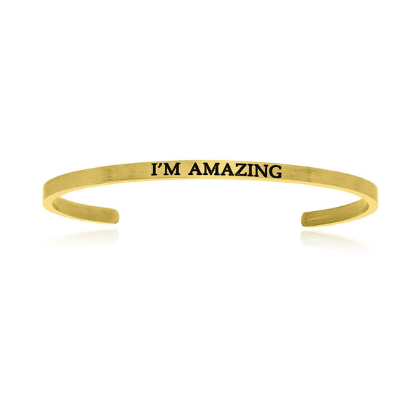 Yellow Stainless Steel I'm Amazing Cuff Bracelet