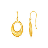 Open Ridged Oval Earrings in 10K Yellow Gold