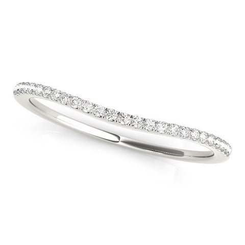 14K White Gold Pave Style Setting Curved Diamond Wedding Band (1/10 ct. tw.)