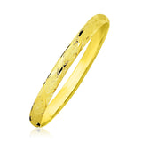 10K Yellow Gold Slender Diamond Pattern Textured Bangle