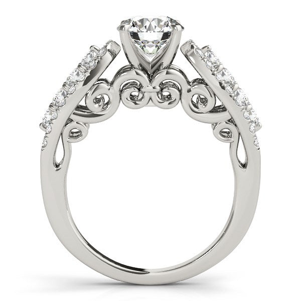 14K White Gold Multirow Shank Round Diamond Engagement Ring (1 1/2 ct. tw.)