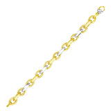 14K Two-Tone Gold Oval and Graduated Link Bracelet