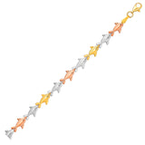 Dolphin Bracelet in 14K Three-Toned Yellow, White, and Rose Gold