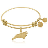 Expandable Yellow Tone Brass Bangle with North Carolina Symbol