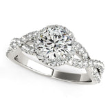 14K White Gold Round Entwined Split Shank Diamond Engagement Ring (1 1/2 ct. tw.)