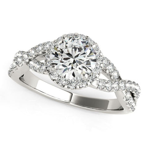 14K White Gold Round Entwined Split Shank Diamond Engagement Ring (1 1/2 ct. tw.)