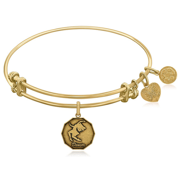 Expandable Yellow Tone Brass Bangle with Dancer Symbol